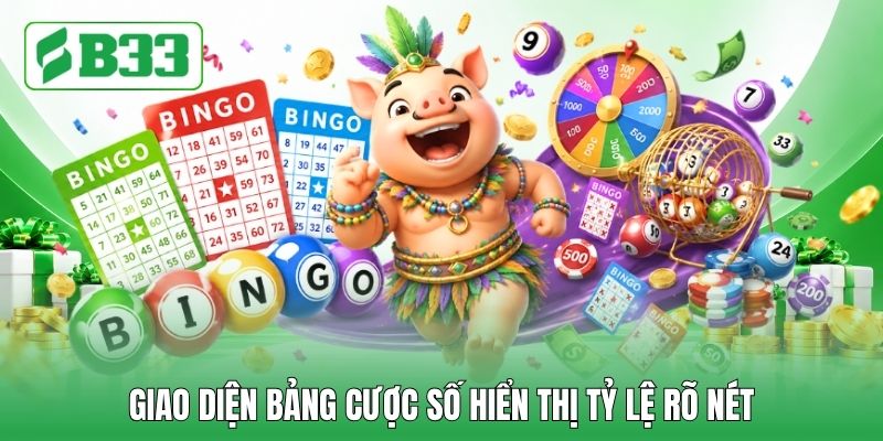 Giao diện bảng cược số hiển thị tỷ lệ rõ nét