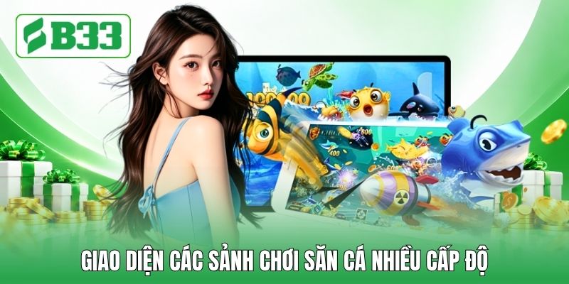 Giao diện các sảnh chơi săn cá nhiều cấp độ
